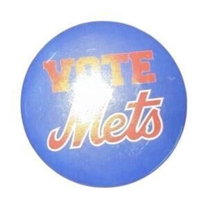 Vote New York NY Mets Major League Baseball MLB Team Blue Orange Pin Button